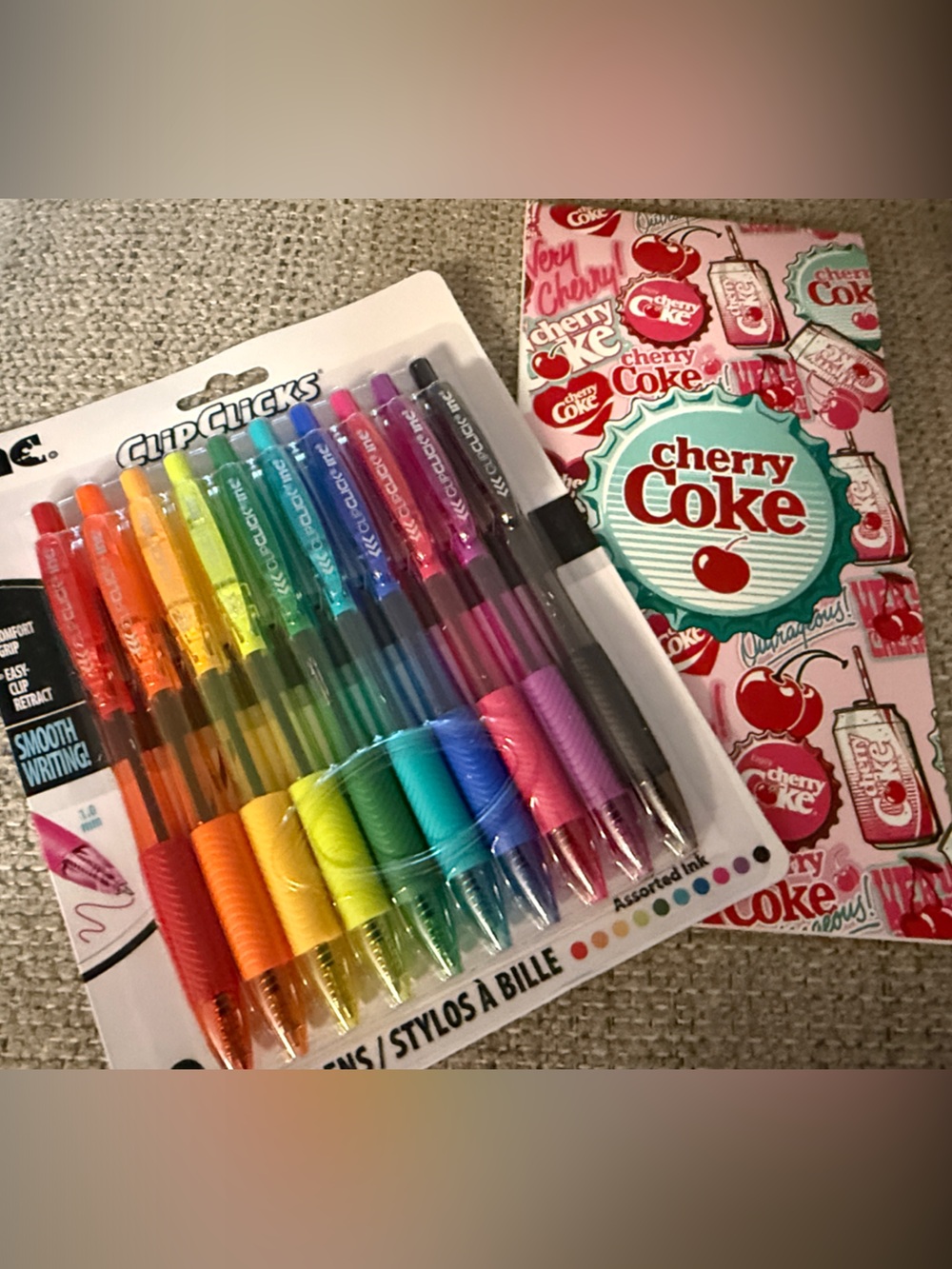 INC International Concepts ClipClicks Assorted Color Gel Pens, note pad.